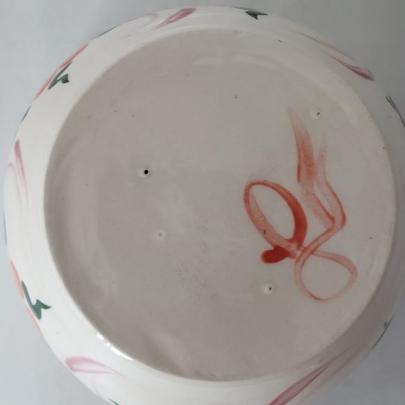 NOS Ceramic Heart Shaped Bowl "L" Signature Ivory with Pink Green Purple - Picture 9 of 13